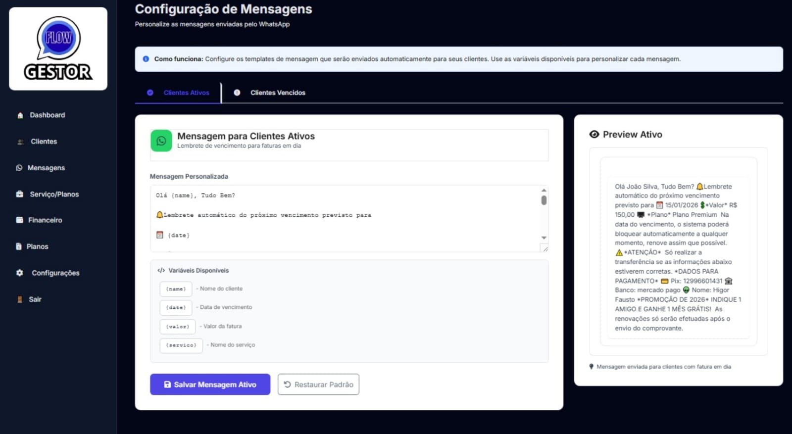 Mensagens Automáticas